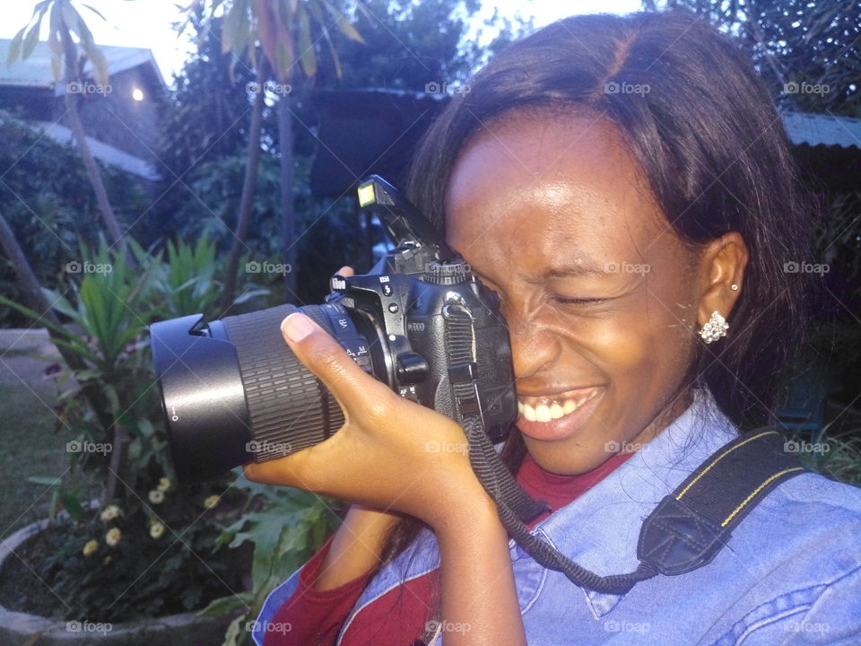 My sister first time using a camera