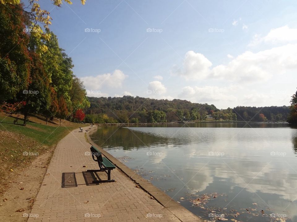 Lake walk and bench