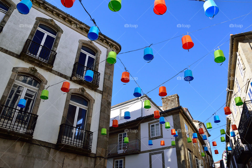 Street decoration in Santiago de Compostela, Galicia, Spain