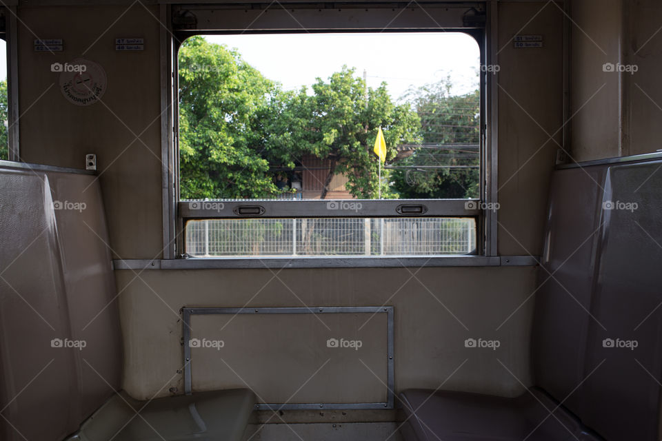 View inside the window train in Thailand 