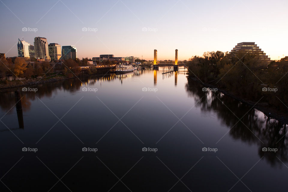 Wide-angle view of Sacramento landmarks