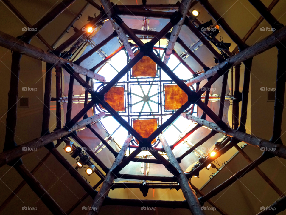 Sky Symmetry. Looking up through a tower at Mohegan Sun. 