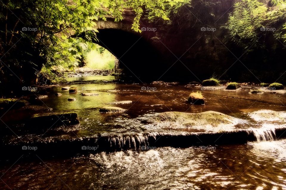 Arch bridge over river