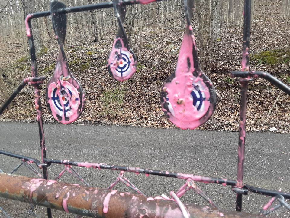 targets covered with pink paintballs.