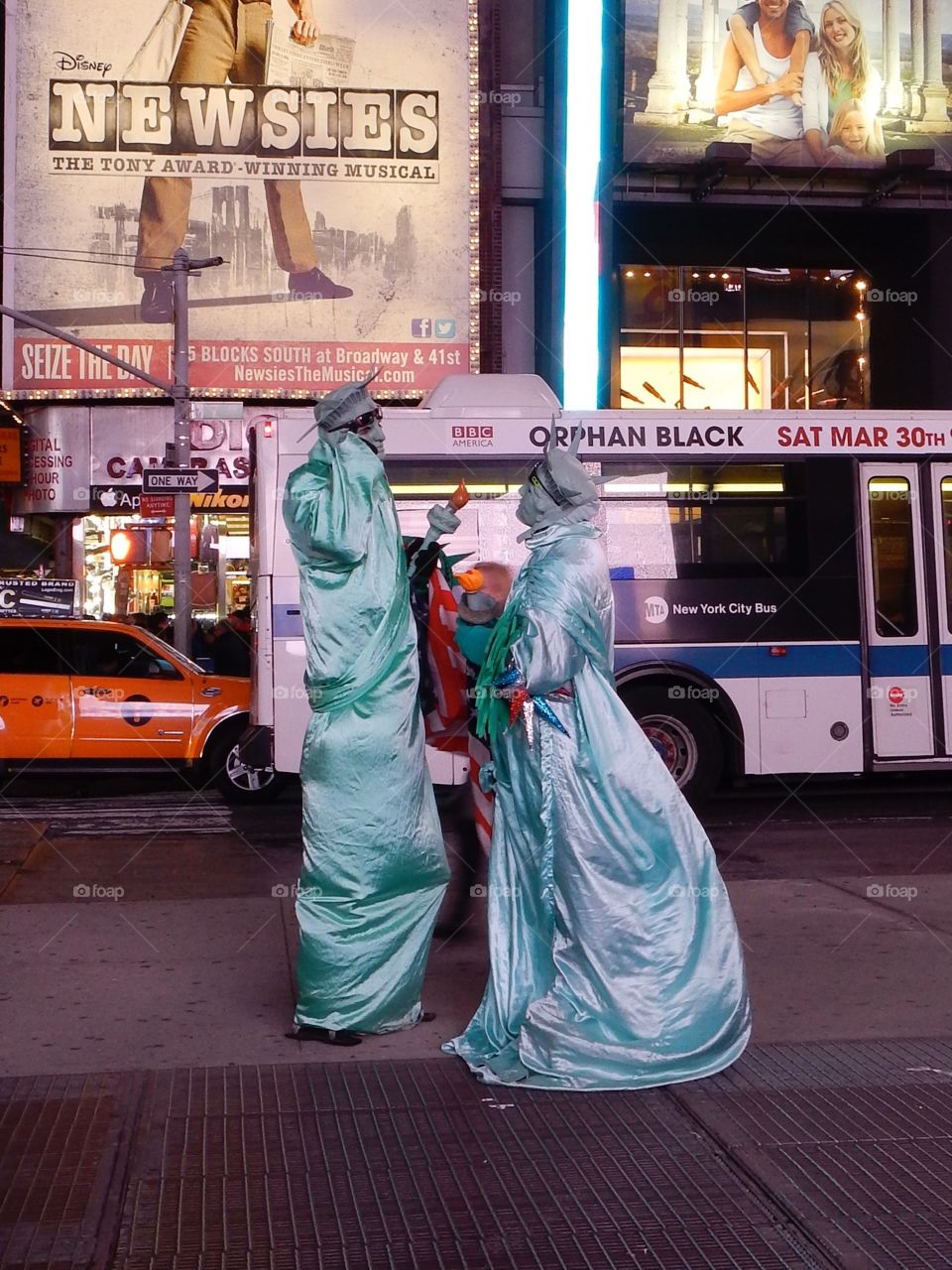 Statues of Liberty in Times Square