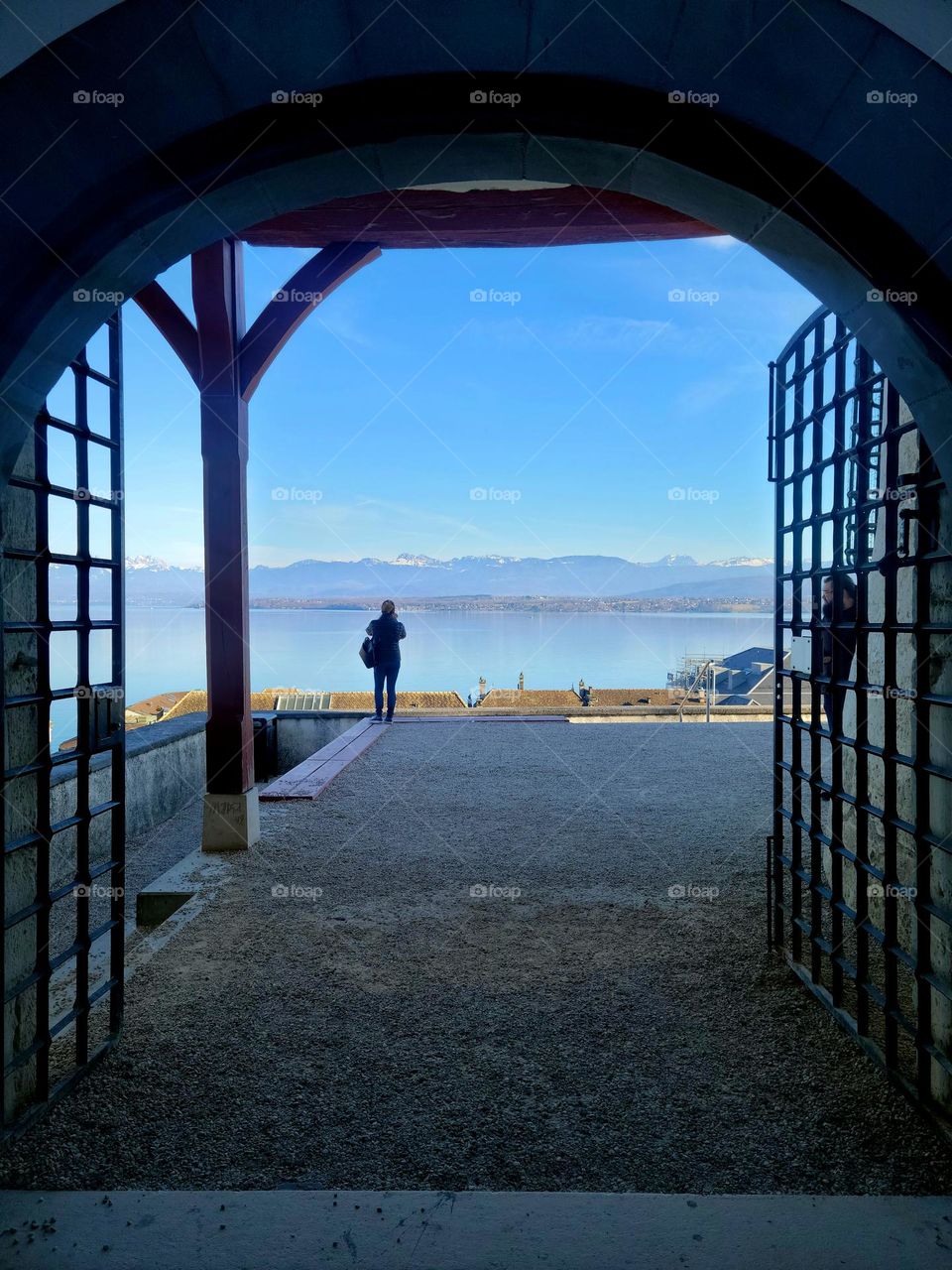 framed lake landscape