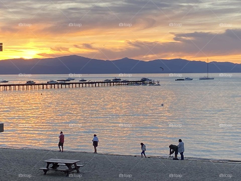 Sunset walk on the beach