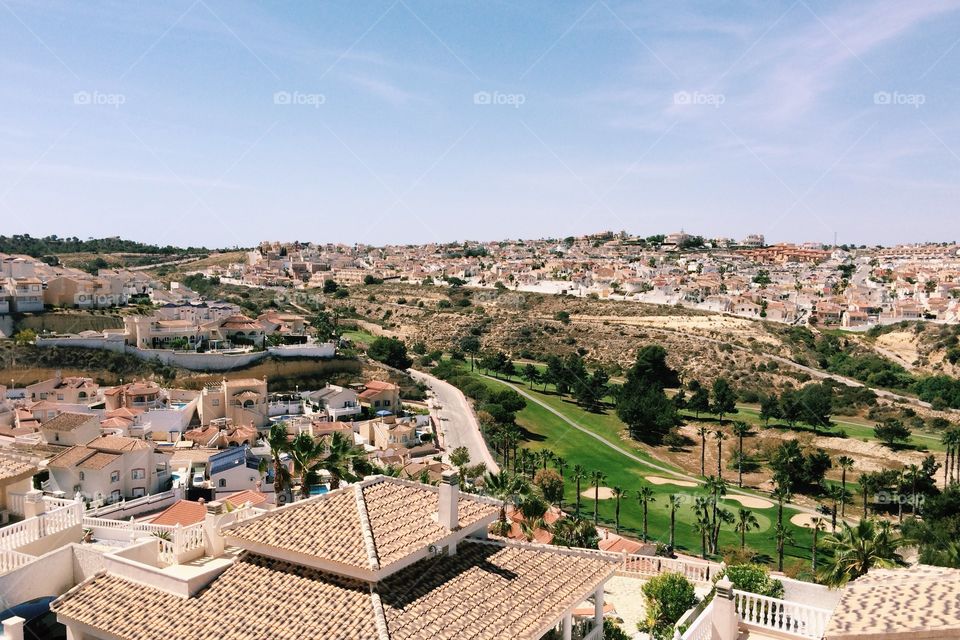 Hotel roofs and landscape