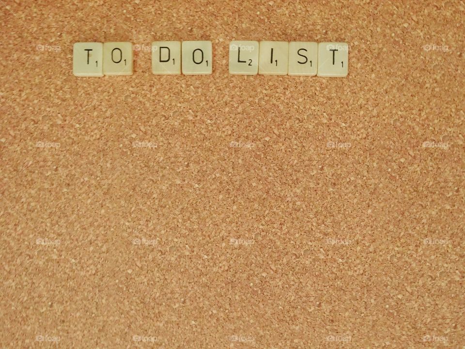 Words on corkboard background