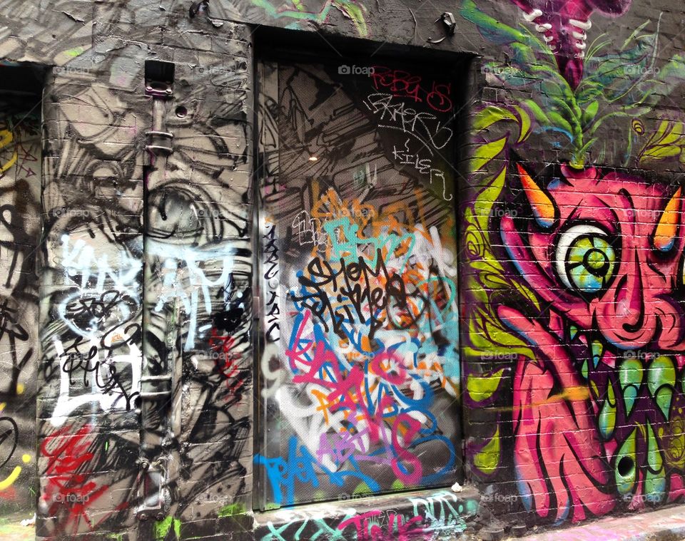 Awesome street art in Melbourne Hosier Lane.