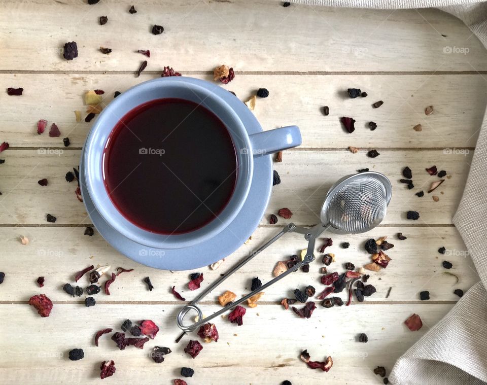 View of teacup on table