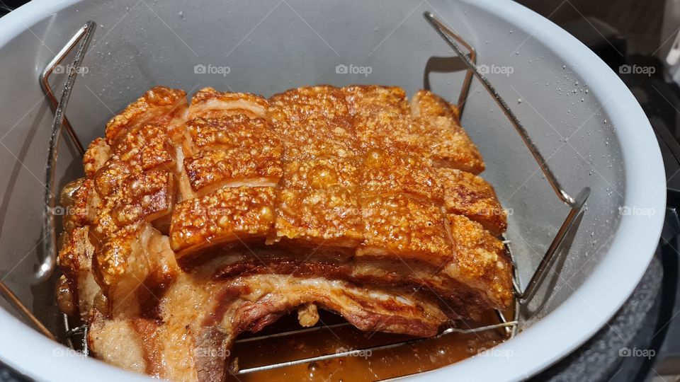 Roasted pork belly crackling! Apologies to people who do not eat pork.