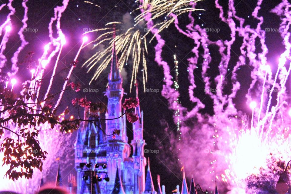 Fire works at the Castle