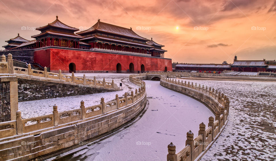 Forbidden City at sunset