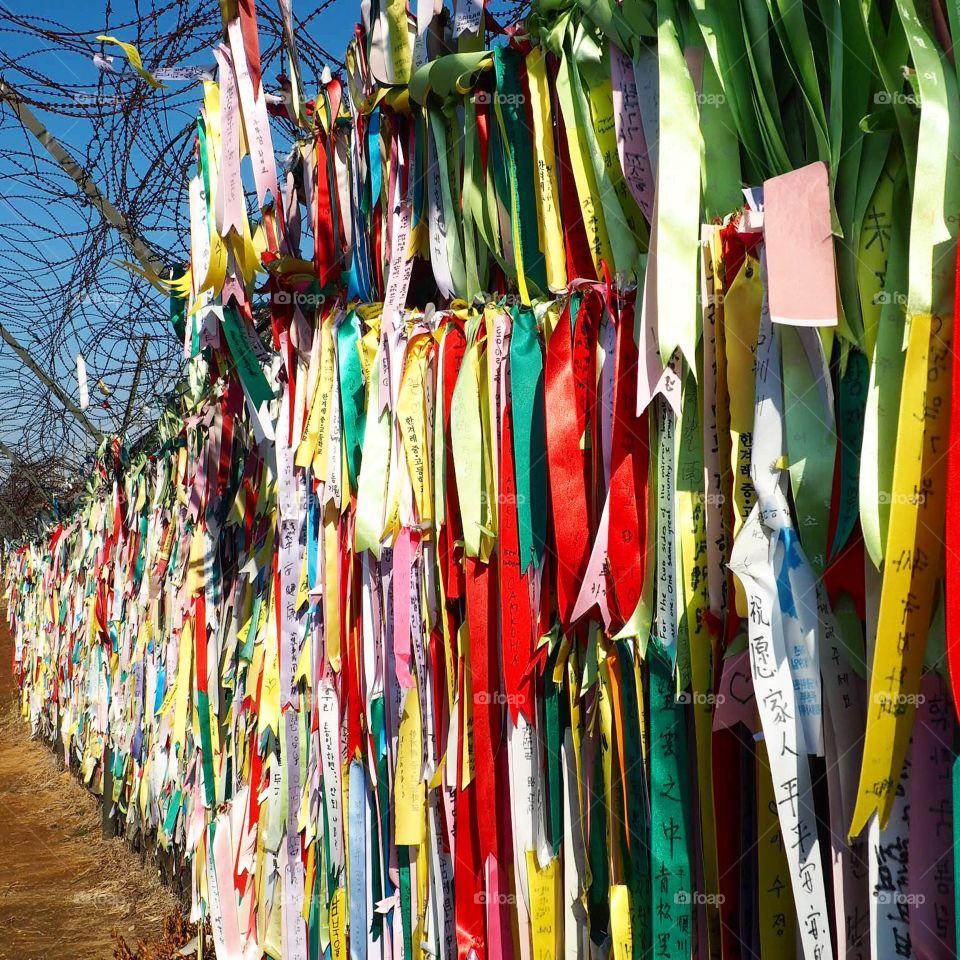 Peace ribbons near DMZ, South Korea