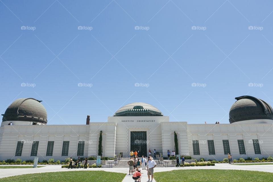 Griffith Observatory in Los Angeles on a sunny day wide angle 