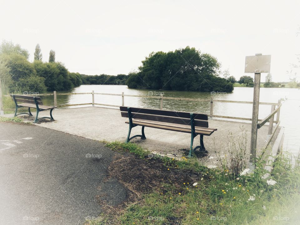 bench look pond