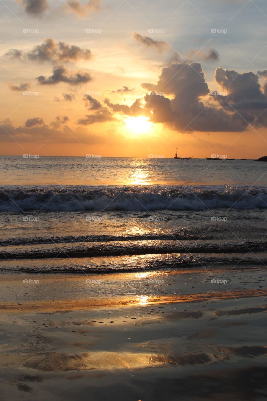 Sunset, Water, Ocean, Beach, Dawn