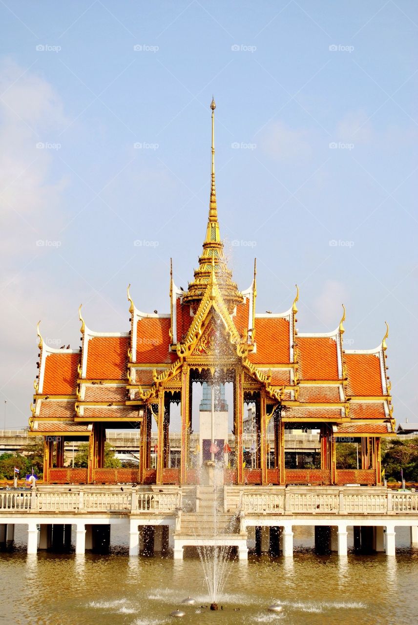 Pavilion in pond