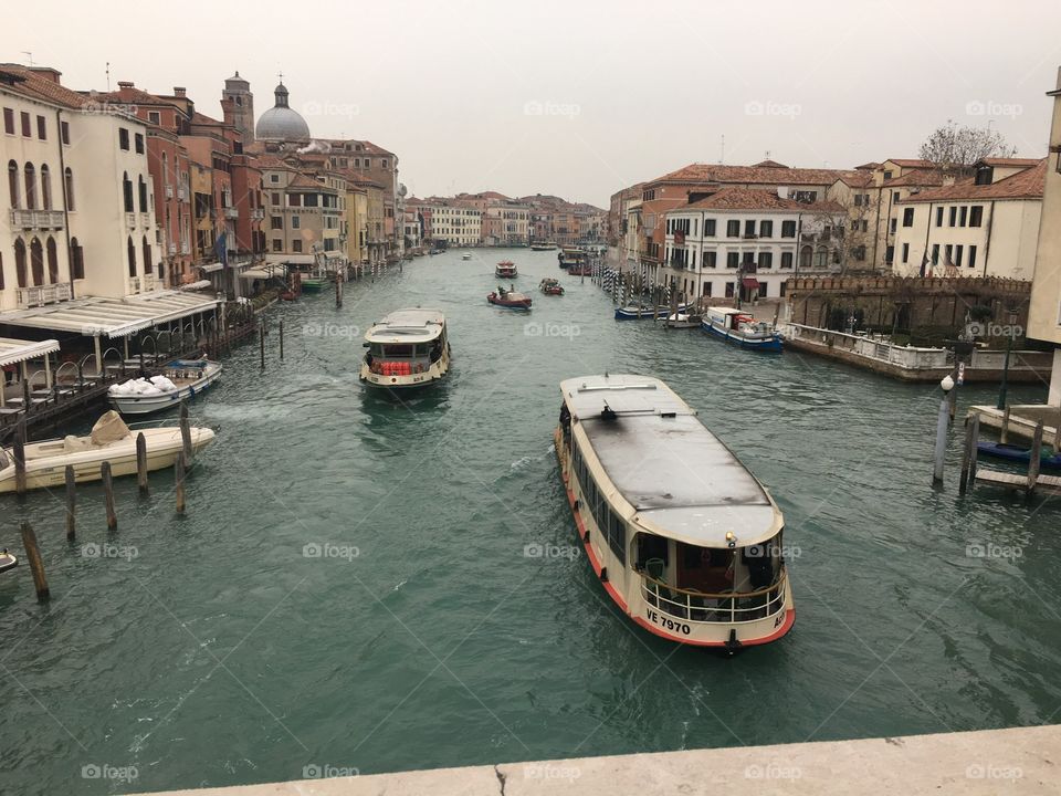 A picture of a canal in Venice, Italy.