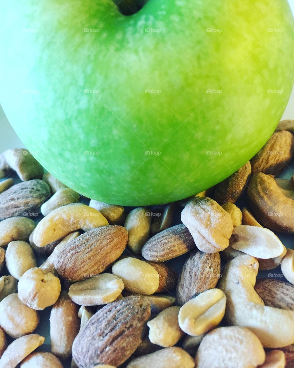 Healthy Eating Apple and nut crunchy snack for weight loss, health and wellness 