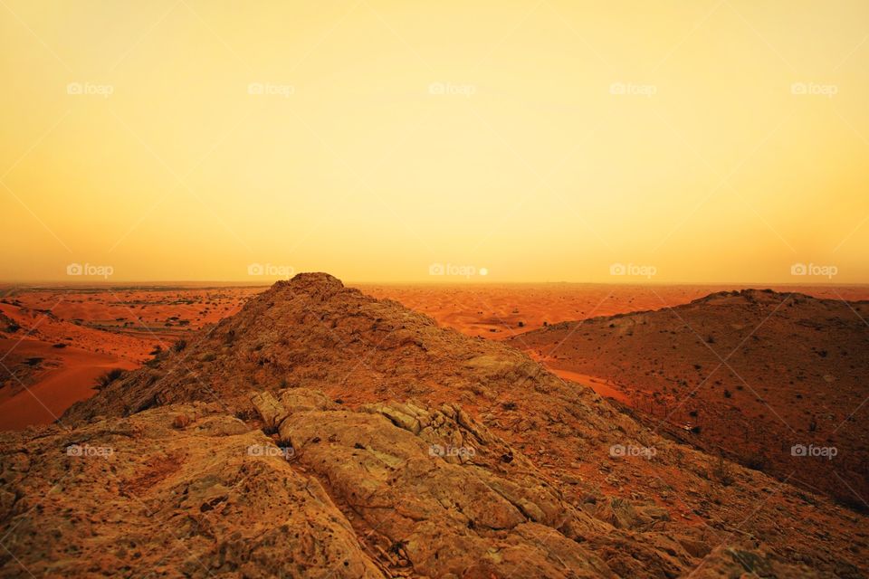 Scenic sunset at Uae desert 