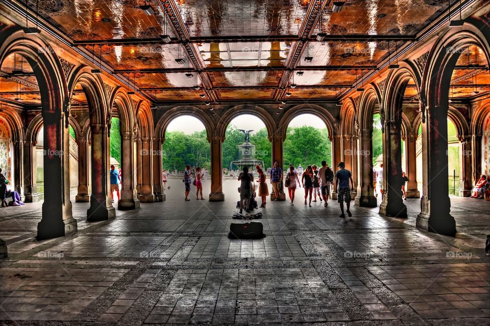 Bethesda Promenade CentralPark. The gorgeous Bethesda Promenade in front of the the famous Bethesda fountain in Central Park. 