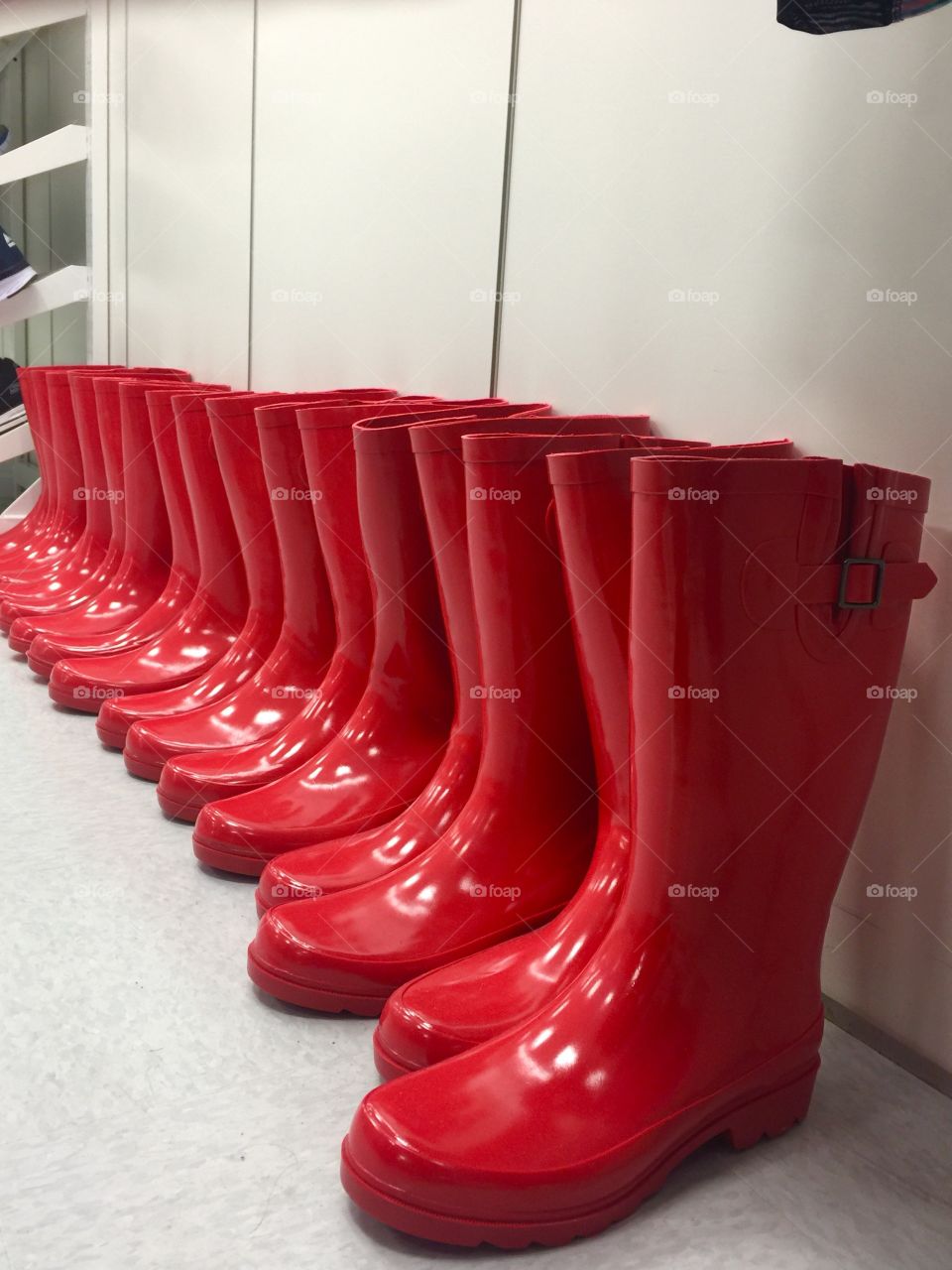 Red rubber boots