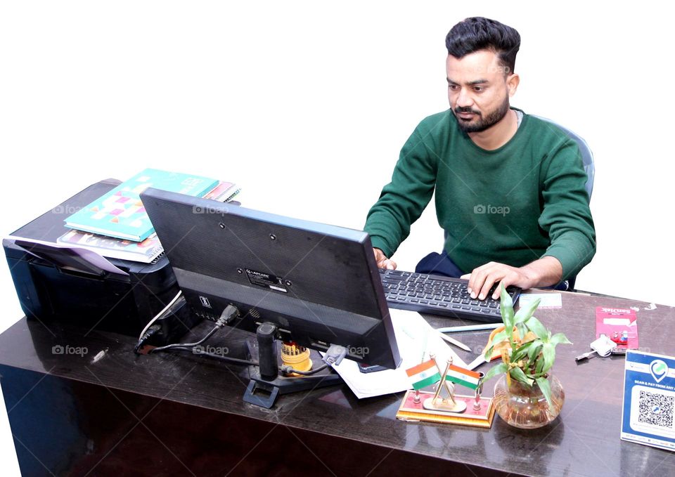 studying boy for computer