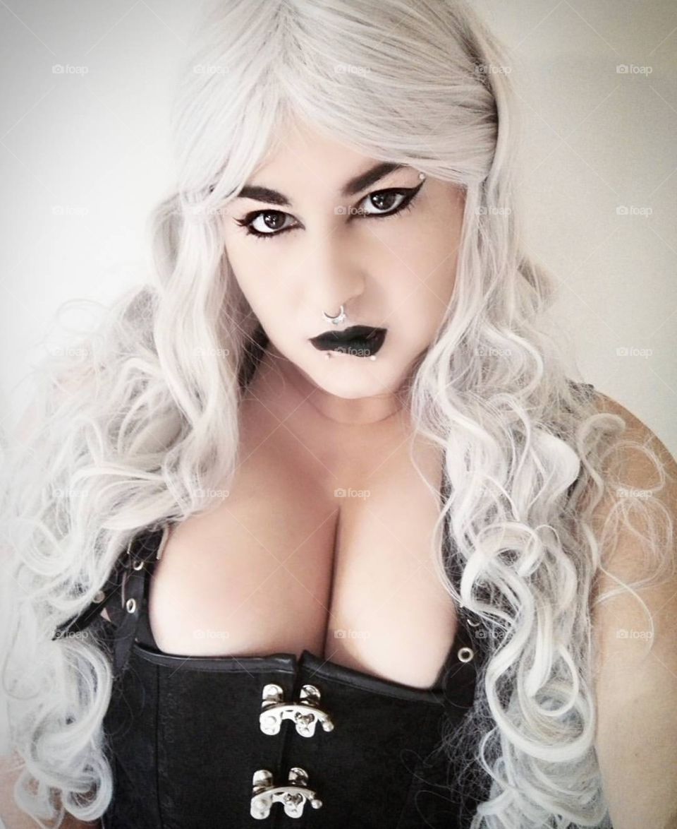 Sexy woman white wig