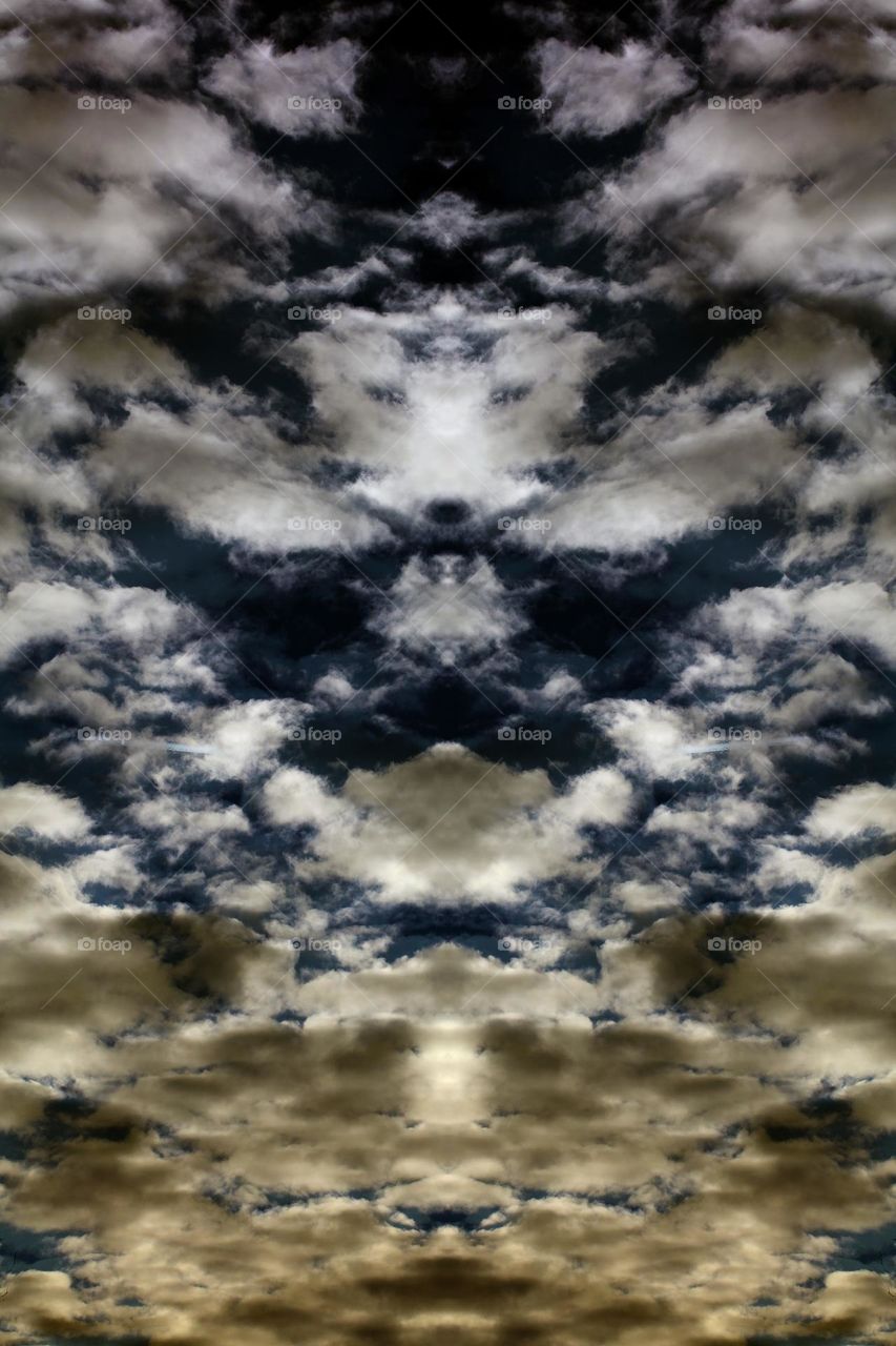 Double psychedelic minimalist sky with clouds trippy background summer feeling daydreaming