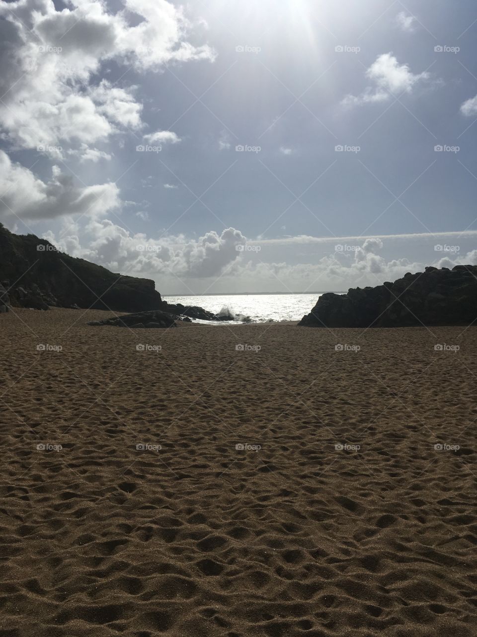 Beach under stormy clouds