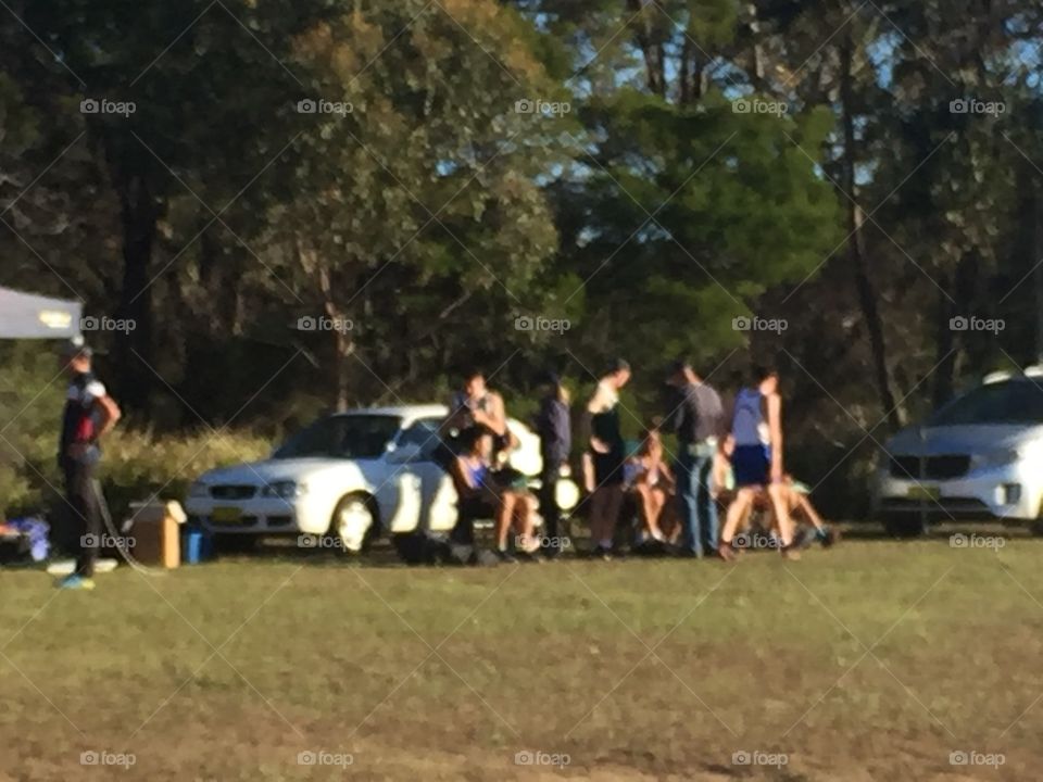 Friends arriving at soccer