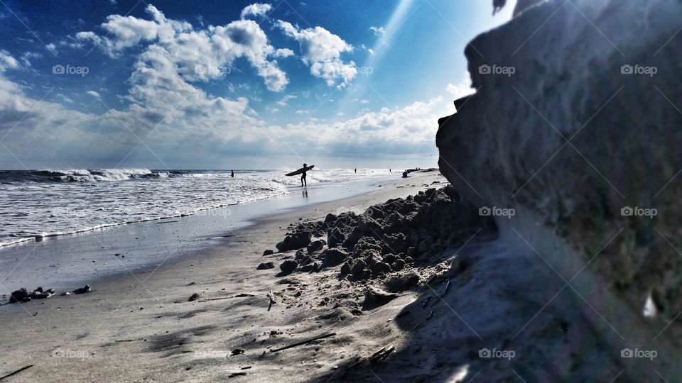 surfing on a chilly october day