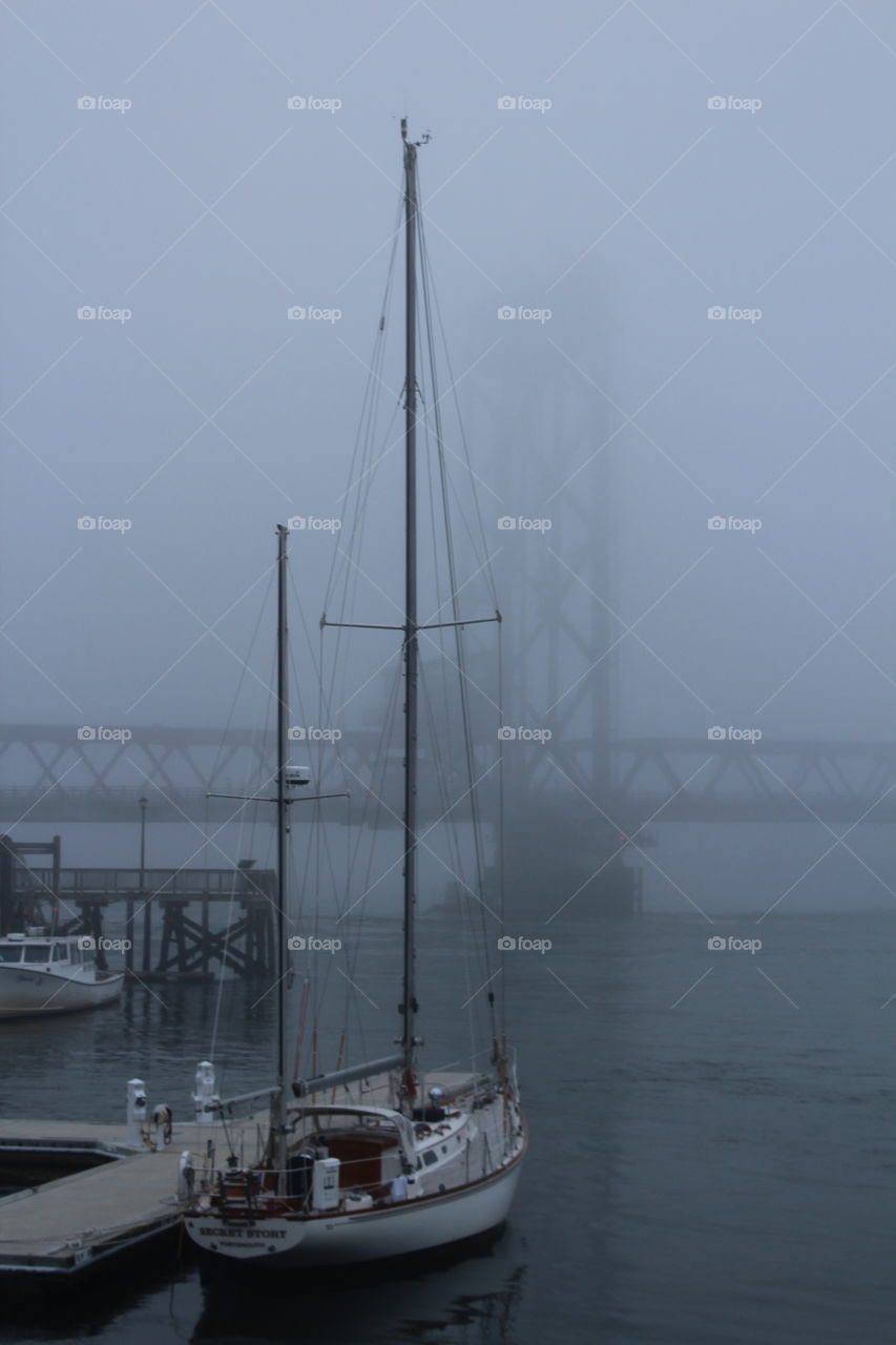 Portsmouth NH on a foggy day. 