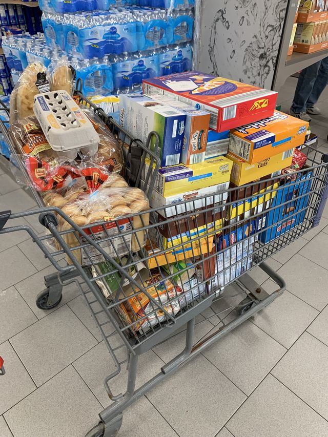 Overflowing grocery cart