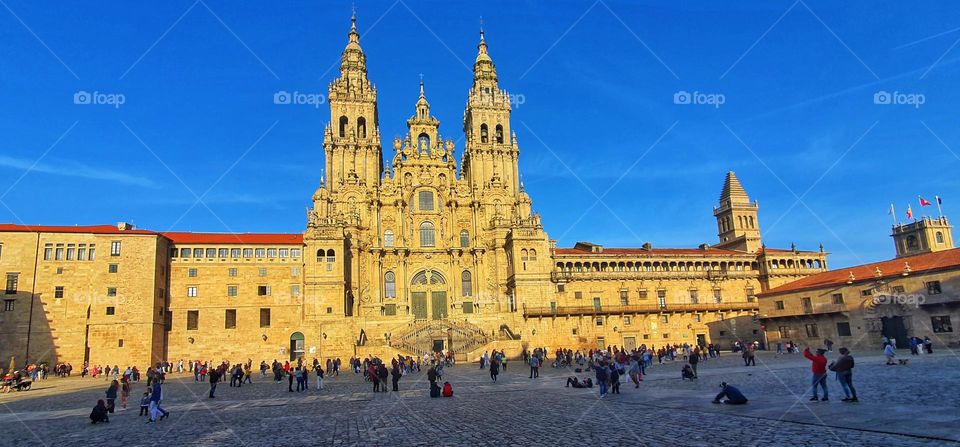 View of Santiago de Compostela cathedral from Plaza del Obradoiro