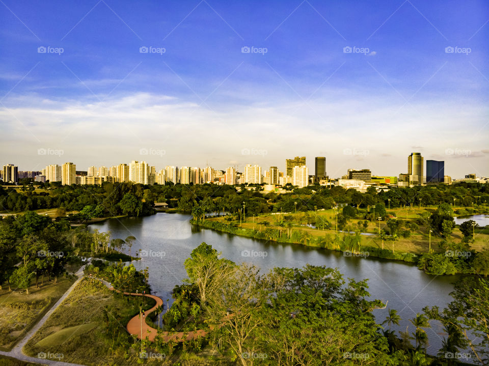 Beautiful green park beside the river