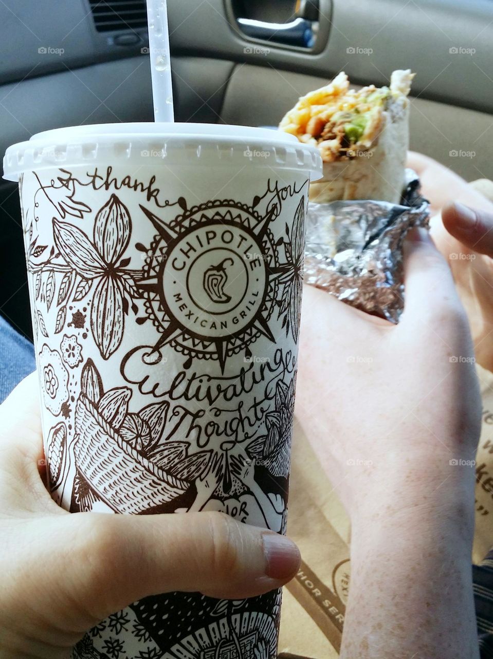 Chipotle Drink & Burrito on the Road