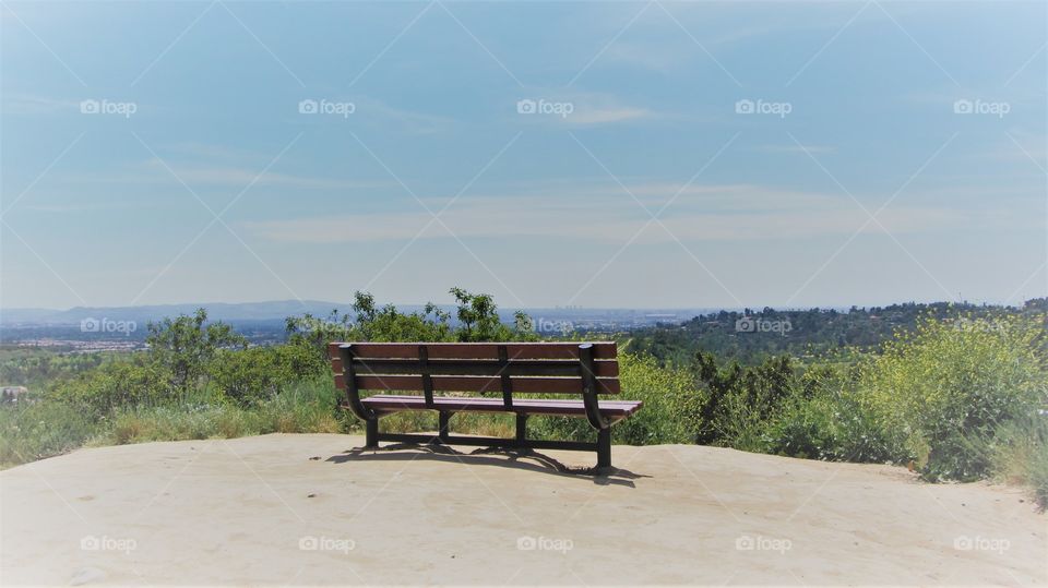 Hiking trails bench on top