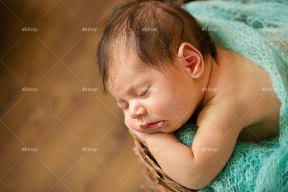 Close-up of new born baby sleeping