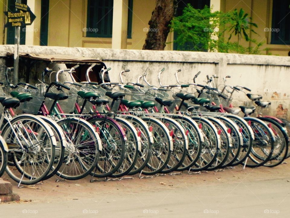 Bikes on the street in Lao.