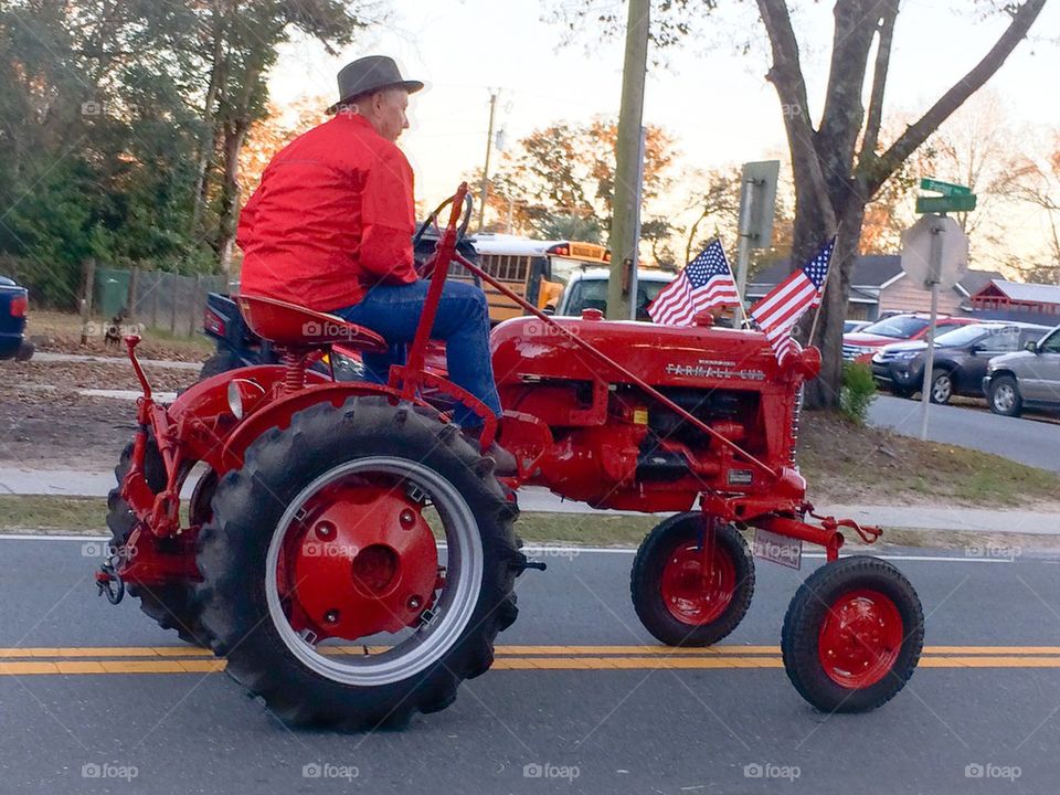 Riding my red tractor 