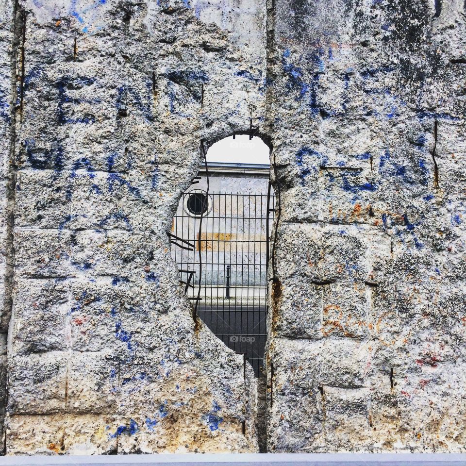 This is whole in the Berlin Wall looking from the east to west 