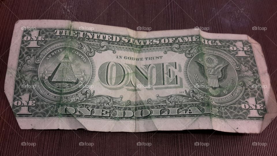 ONE DOLLAR . The old US banknote . It was in my wallet for a long time until I take it out to save more space :-) 