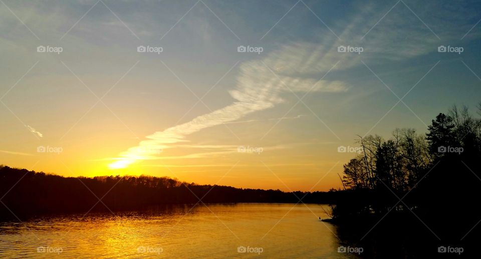 sunset over the lake