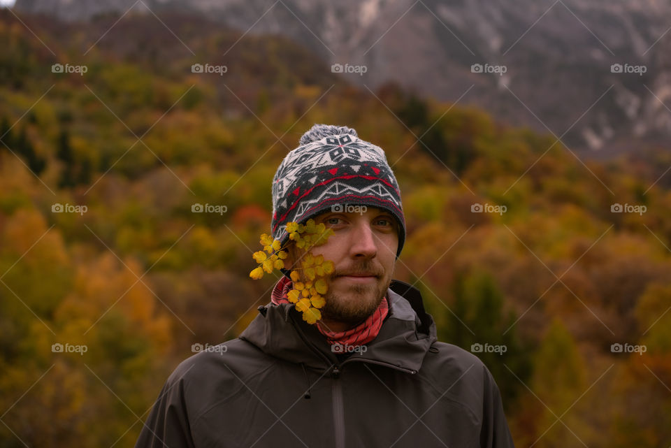 portrait of man against forest