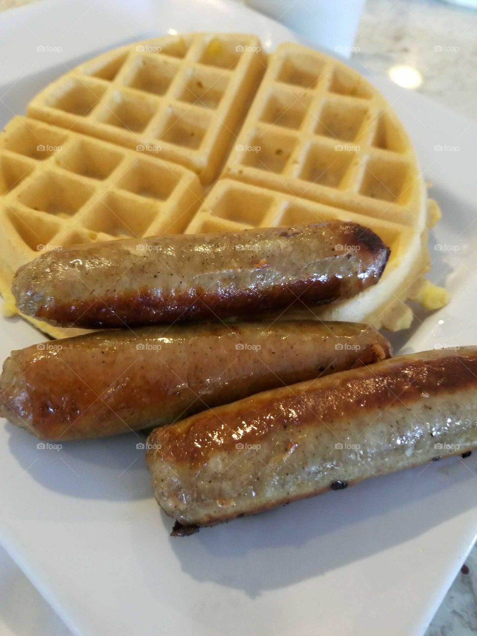 waffle and sausage