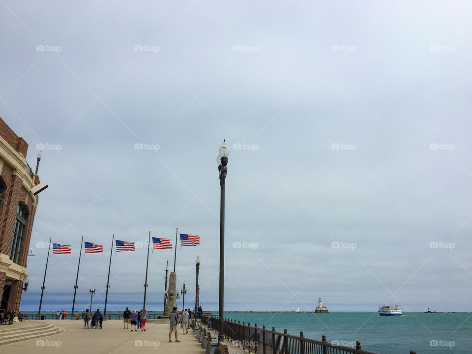 Beautiful view at the pier of Chicago. 