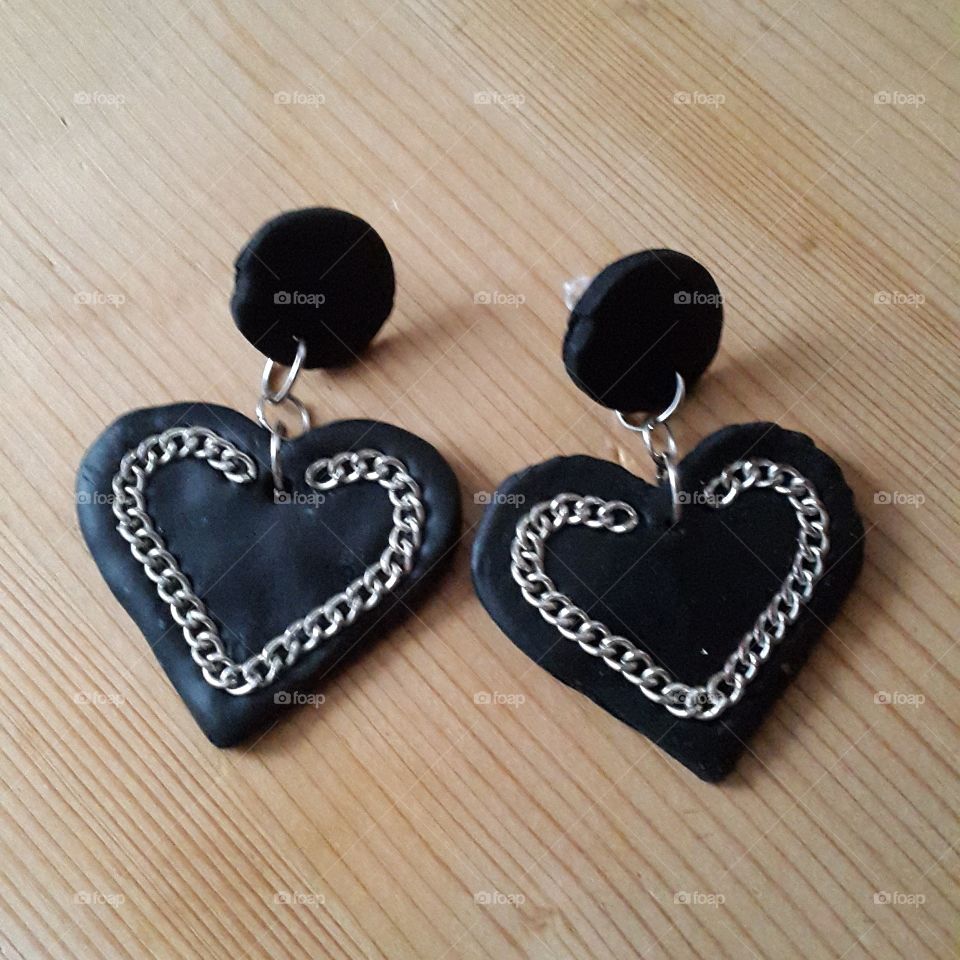 handmade earrings in metal heart style